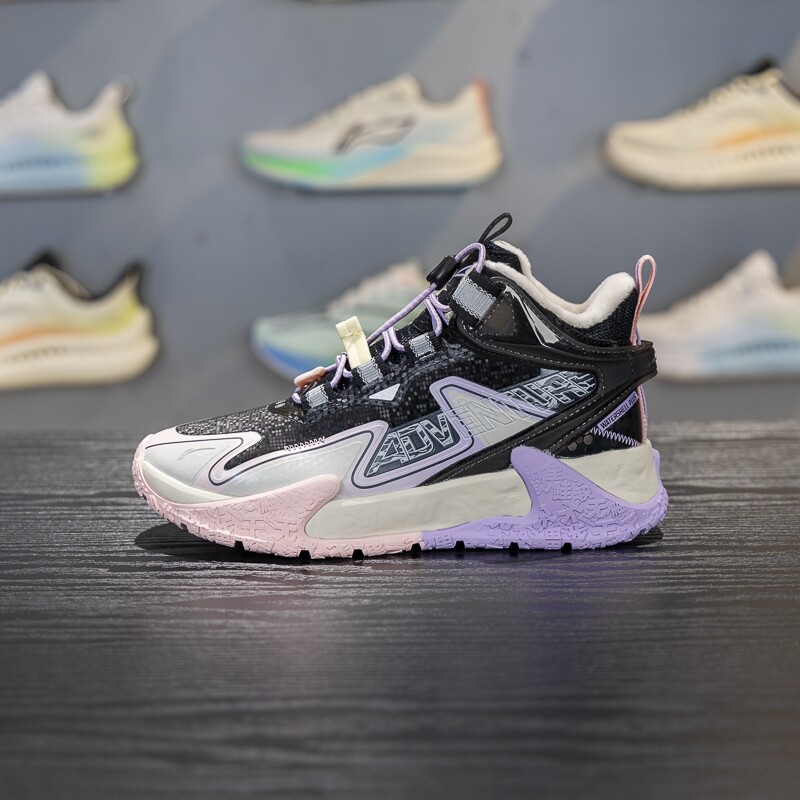 李宁2024冬季男女大童登峰加绒保暖减震回弹中帮户外鞋YKEU012