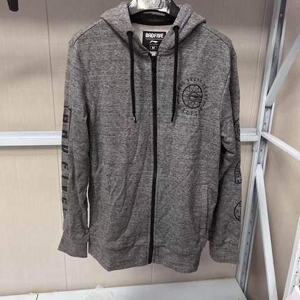《购买前看详情B品》李宁印花开衫连帽卫衣宽松型男款  AWDM705