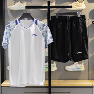 李宁羽毛球服男女同款2025夏季速干凉爽短袖短裤比赛套装AATV015