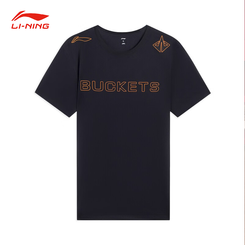 LI-NING/李宁秋季篮球系列短袖 宽松透气舒适品牌LOGO印花T恤男款