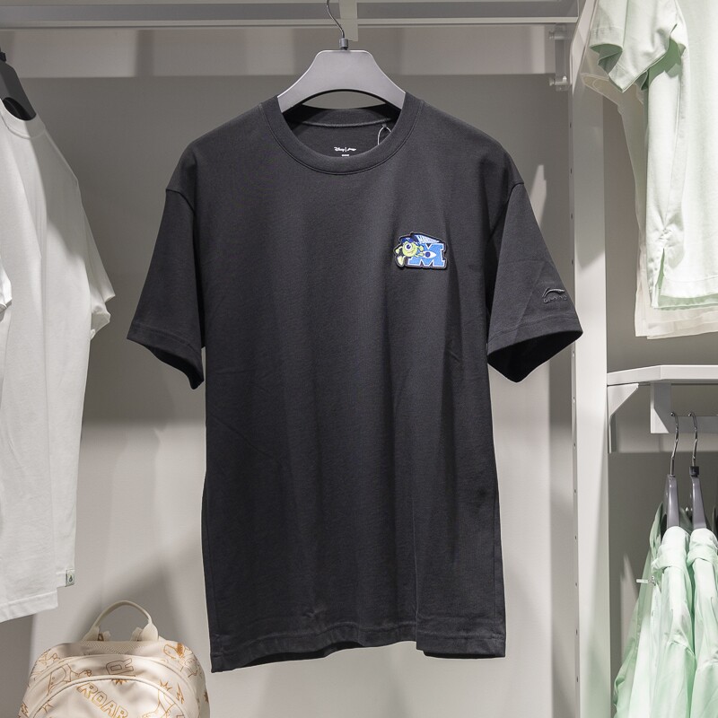 李宁T恤2024秋季X迪士尼怪兽大学男女同款宽松短袖文化衫AHSU497