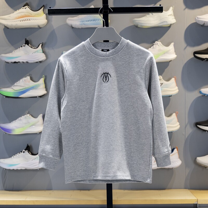 李宁童装长袖T恤2025新款篮球系列男大童青少年宽松套头衫YTLV057