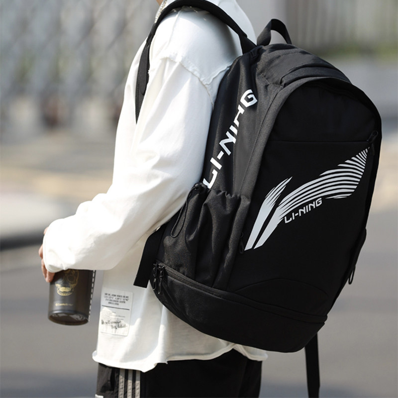李宁双肩包2023新款学生书包大容量休闲旅行电脑背包ABST403