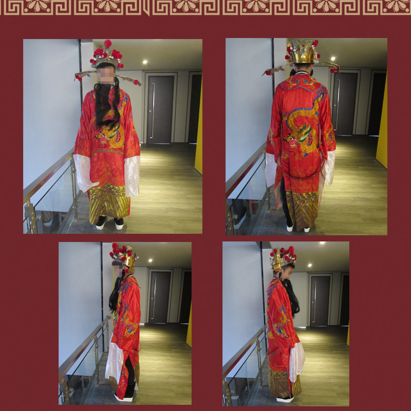 公司年会开业庆典迎新年演出表演男财神爷衣服 高档财神服装 包邮