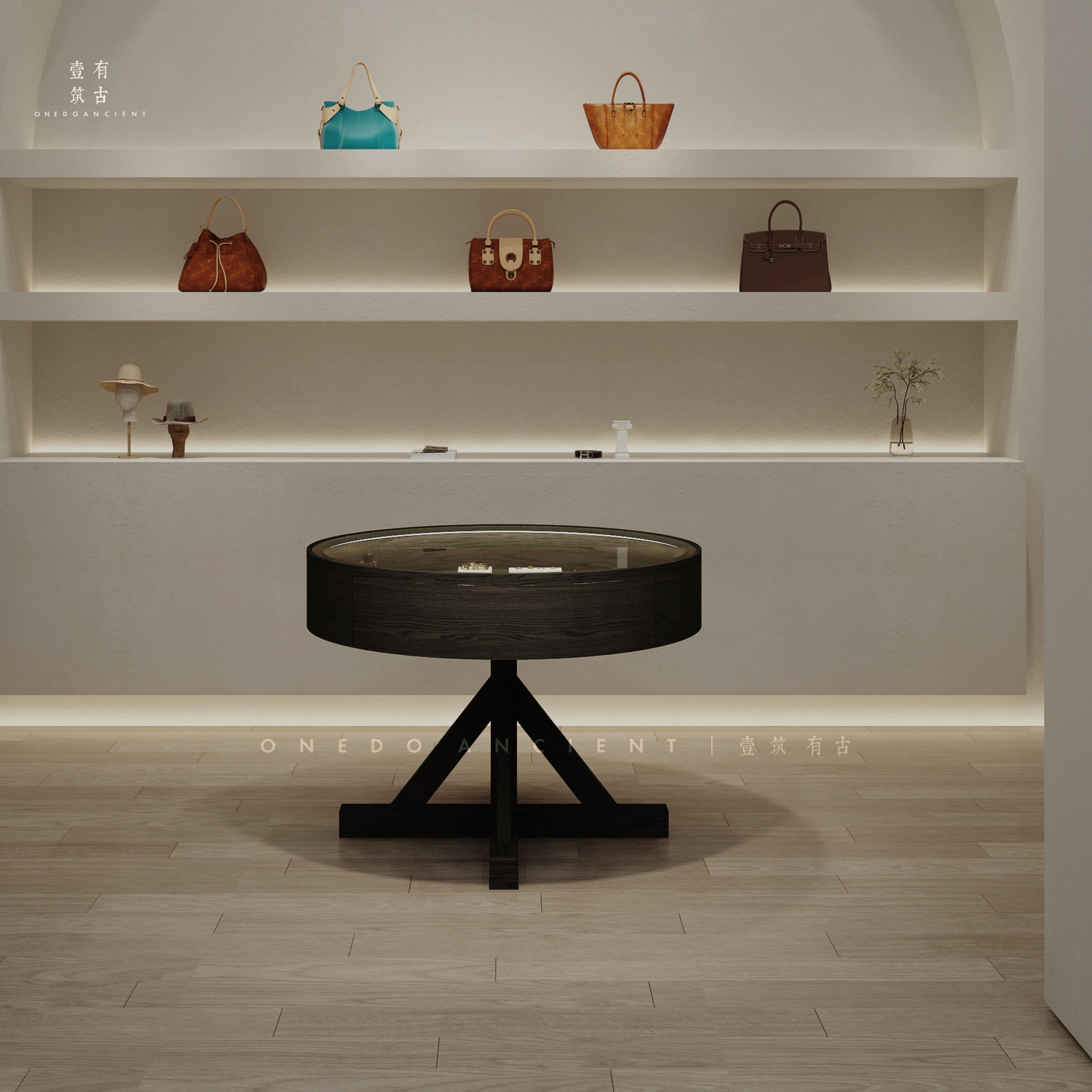 创意圆形多功能玻璃展柜珠宝首饰眼镜店精品展示柜子时尚中岛定制