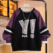 打底衫 胖男童卫衣春秋长袖 加肥加大宽松休闲中大童初中生上衣新款