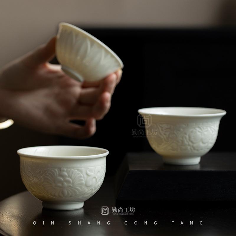 白瓷陶瓷茶杯主人杯大号图片