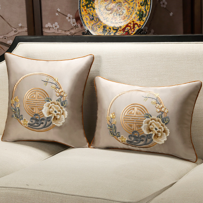 新中式抱枕红木沙发抱枕套客厅古典靠垫床头靠枕护腰枕含芯靠背垫