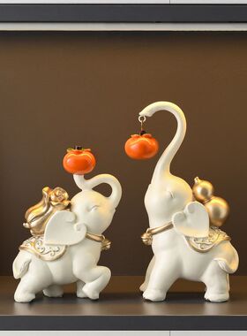 柿柿如意大象摆件轻奢高档客厅招财电视柜酒柜装饰品乔迁新居礼品