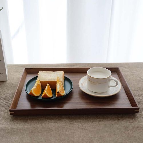 黑胡桃木茶盘托盘盘子木托盘北欧