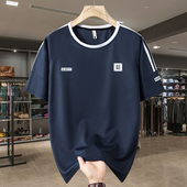 轻奢新款 300斤 T恤男健身运动速干衣加肥加大潮流半袖 大码 冰丝短袖