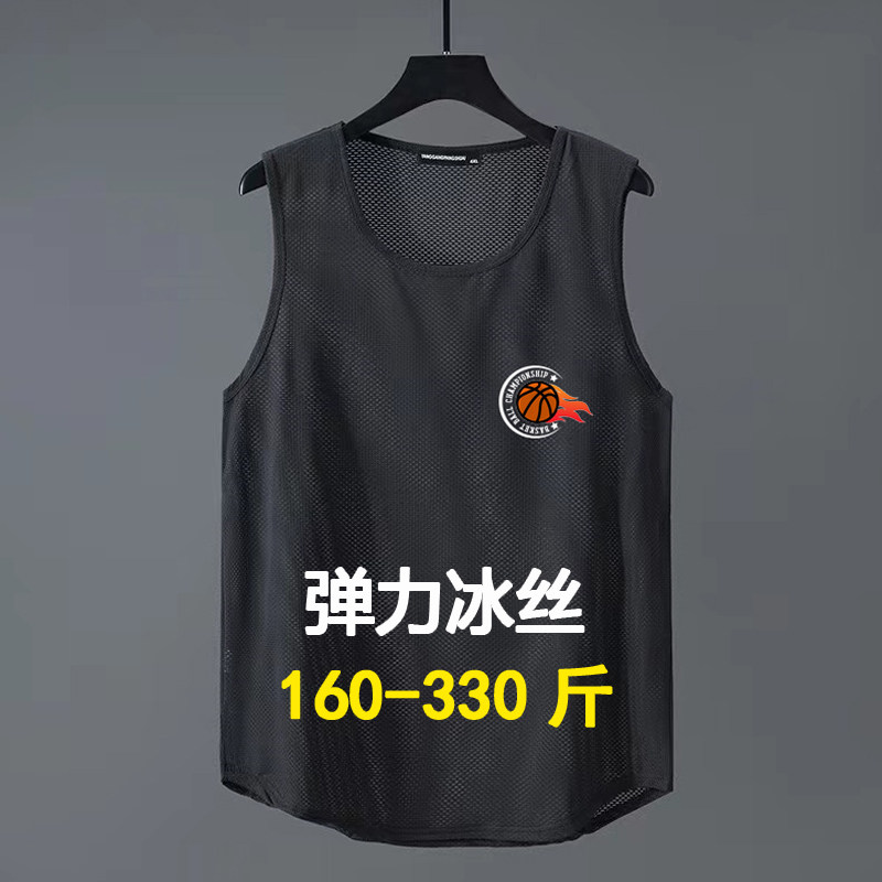 胖子冰丝加肥加大背心男无袖速干网眼篮球宽松肥佬运动胖人300斤