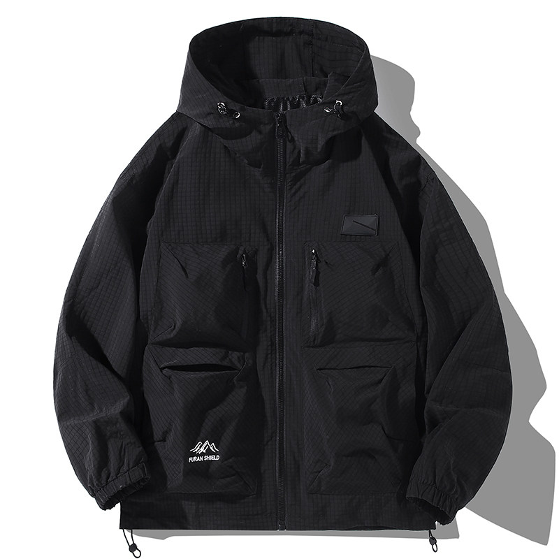 380斤大码新款春秋冲锋衣外套男加肥加大工装夹克潮宽松胖子风衣