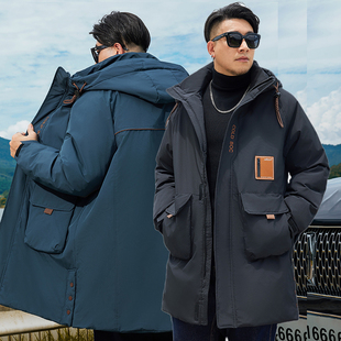 380斤显瘦新款冬季特大码羽绒棉服男中长款宽松加肥加大加厚棉衣