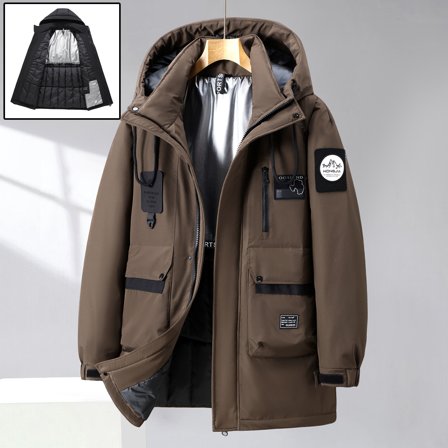 350斤大码加厚三防中长款棉衣男