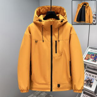 轻奢大码棉服男秋冬潮流外套宽松连帽薄款棉衣加肥加大二棉300斤