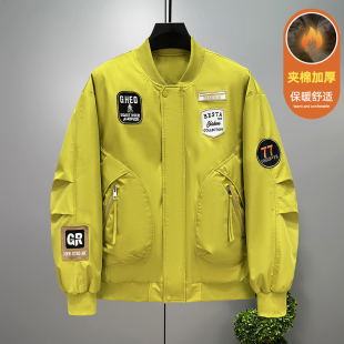 350斤新款春秋季大码飞行夹克男宽松棉衣加肥加大棒球服立领外套