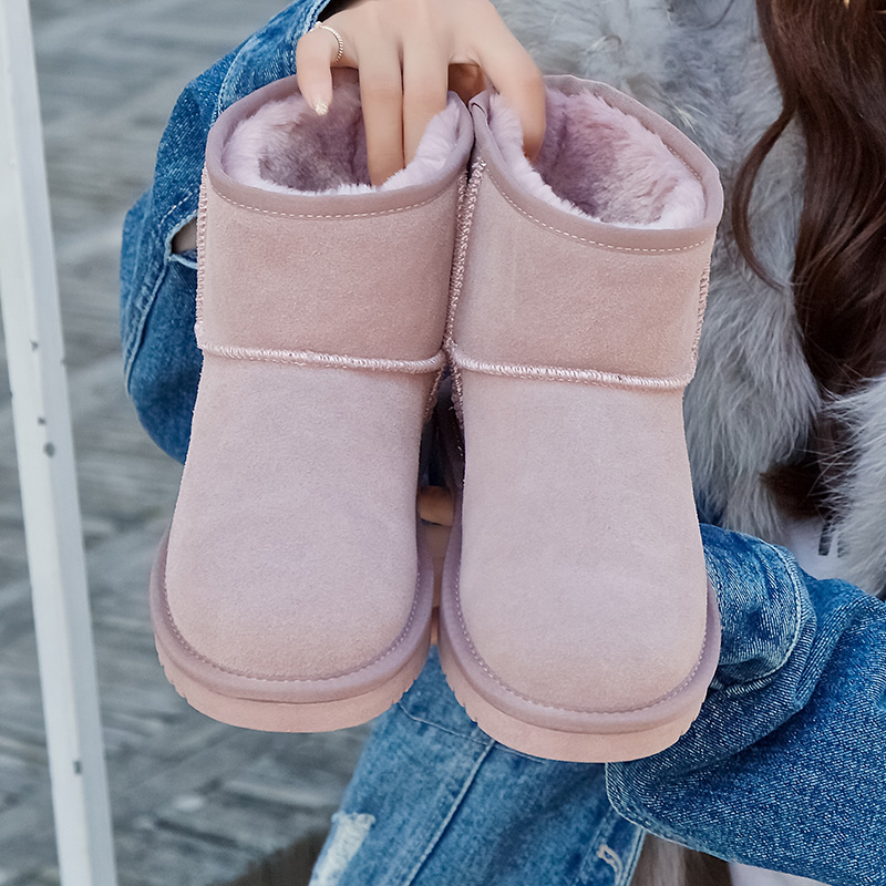 ebv2019年秋冬季新款真牛皮雪地靴女短筒短靴子学生韩版百搭女鞋在类目 女鞋, 靴子中 - 来自Buy2taobao.com提供专业的淘宝代购服务