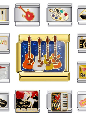 音乐爱好系列不锈钢意大利模块手链焊接图案diy表带情侣闺蜜礼物