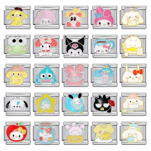 2件可爱卡通系列不锈钢diy拼接意大利模块手链表带情侣闺蜜礼物