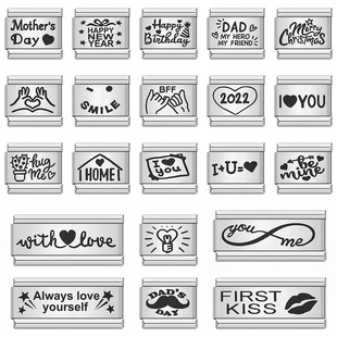 节日激光意大利模块手链不锈钢DIY自由拼接手环表带情侣闺蜜礼物