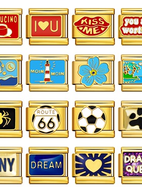 金色diy模块手链不锈钢自由弹力拼接意大利手链表带情侣闺蜜礼物