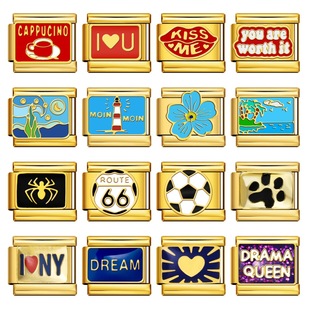 金色diy模块手链不锈钢自由弹力拼接意大利手链表带情侣闺蜜礼物