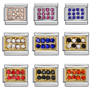 镶钻方形不锈钢DIY意大利模块手链表带 Italian charm bracelet