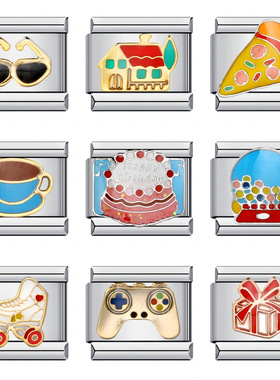 不锈钢滴油卡通DIY意大利模块手链弹力表带礼物 Italian charm