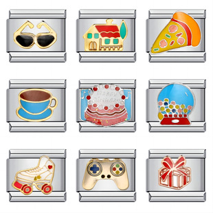 不锈钢滴油卡通DIY意大利模块手链弹力表带礼物 Italian charm