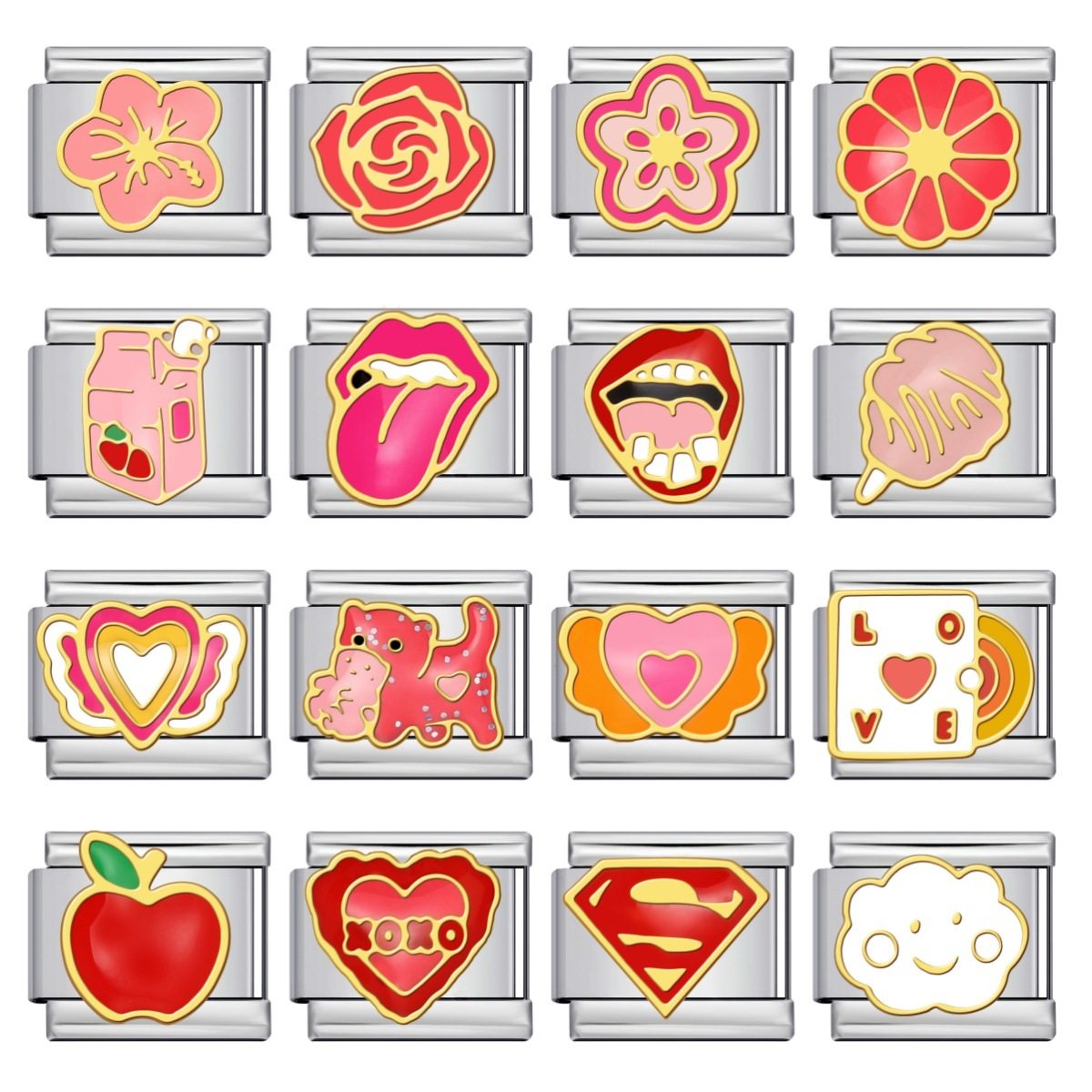 粉红图案系列意大利模块手链DIY不锈钢弹力拼接表带情侣闺蜜礼物