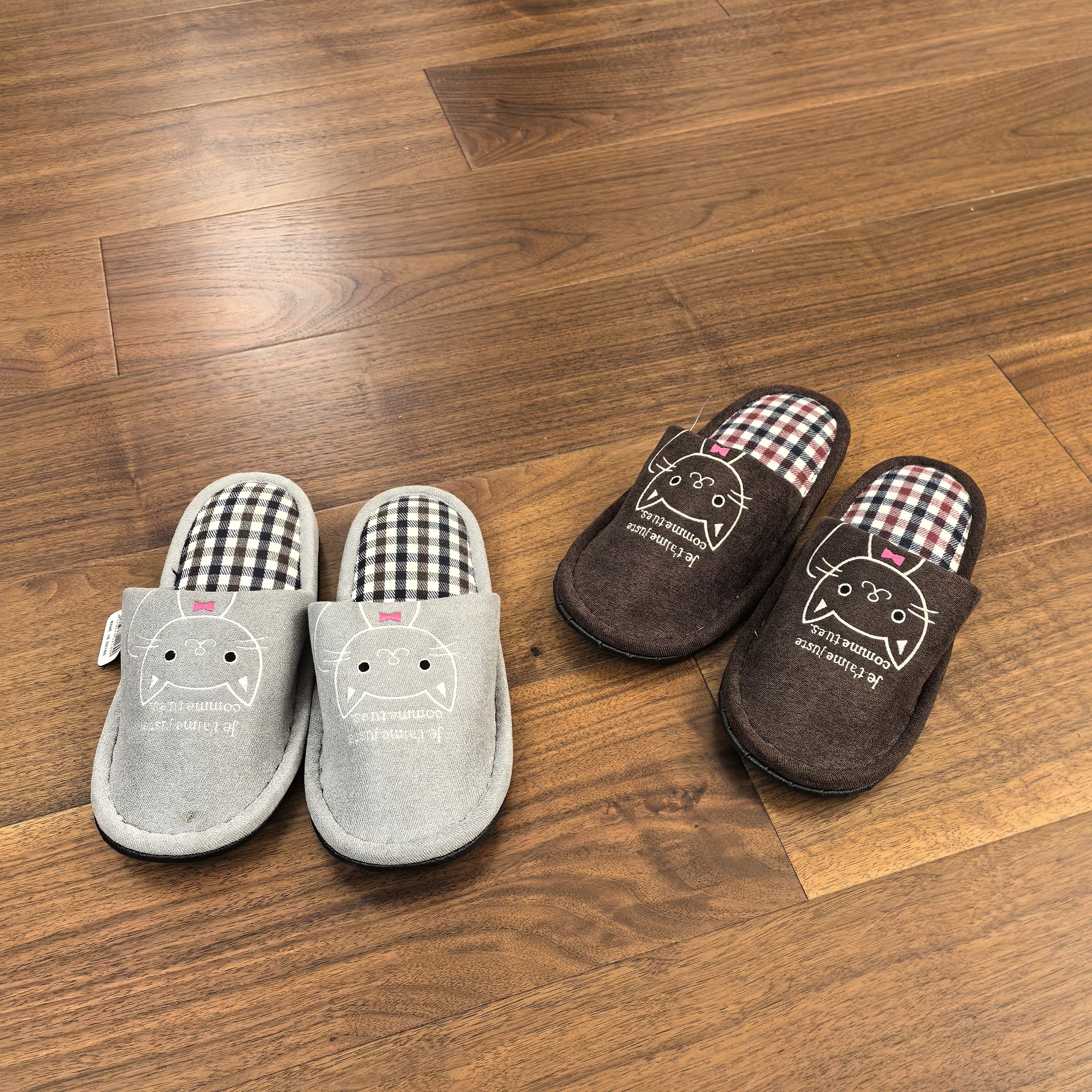 0001外贸出口日本日式室内居家拖鞋静音不伤地板可爱猫咪女士拖鞋