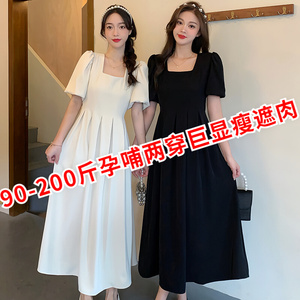 高腰显瘦高级感时髦简约夏季哺乳连衣裙过膝长款外穿时尚喂奶长裙