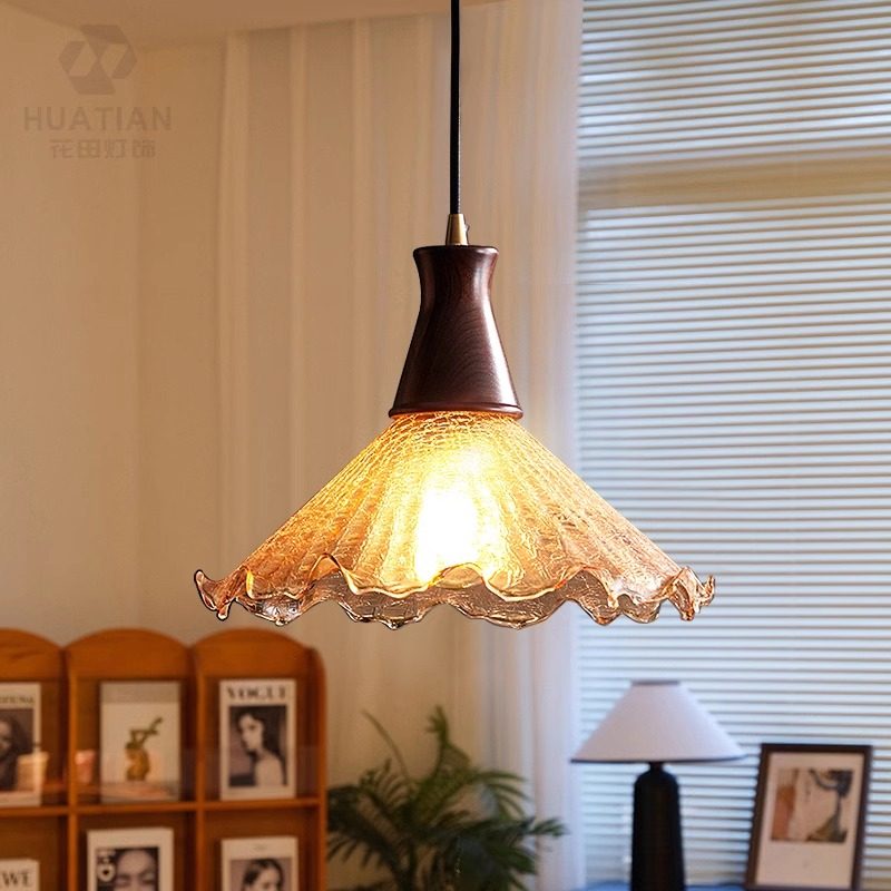 美式乡村客厅餐厅中古复古裂纹怀旧玻璃法式床头民宿吧台温馨吊灯