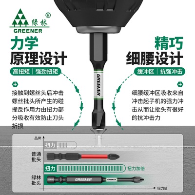 绿林冲击批十字披头钨钢高硬电度动螺丝批强子磁电刀批风起头套装