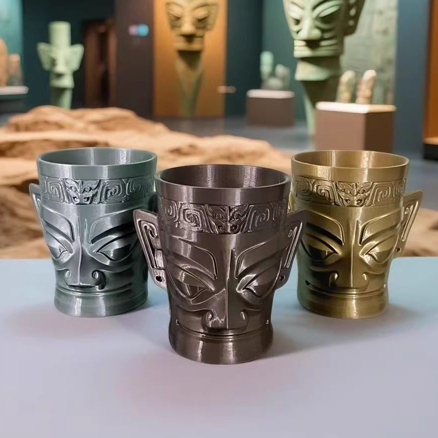 3d打印三星堆文创笔筒复古青铜器造型桌面收纳文具整理盒装饰摆件,文具电教/文化用品/商务用品,笔筒,淘宝优惠券,粉丝福利购,淘宝优惠卷
