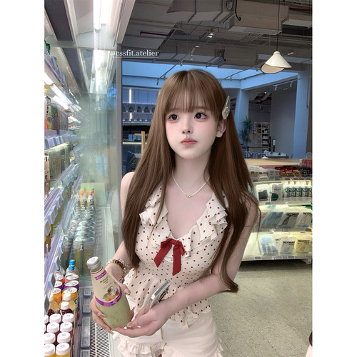 迟伞伞红波点蝴蝶结上衣