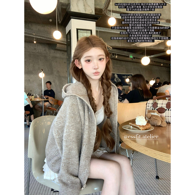 迟伞伞bc开版定制连帽针织开衫