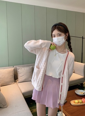【迟伞伞】美粉紫色系gao端面料质感锋利百褶短裙