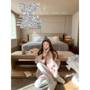 粉色滩羊毛翻领皮毛一体羊羔毛环保皮草外套 胭脂兔 迟伞伞25