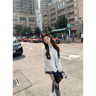 迟伞伞26/ss 晚冬回信 tb高密度羊毛针织开衫上衣蝴蝶结百褶半裙