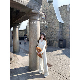 减龄时髦套装 迟伞伞 上衣针织长裤 冬日女友 女 钩花球球连帽针织衫