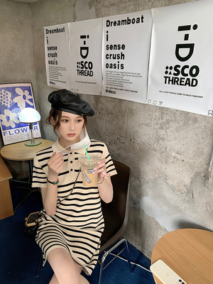 cssfit夏季质感休闲显瘦条纹