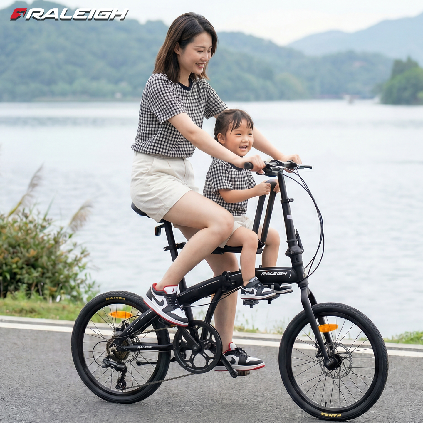 英国兰令20寸亲子折叠自行车超轻便携变速油刹母子车宝妈遛娃神器