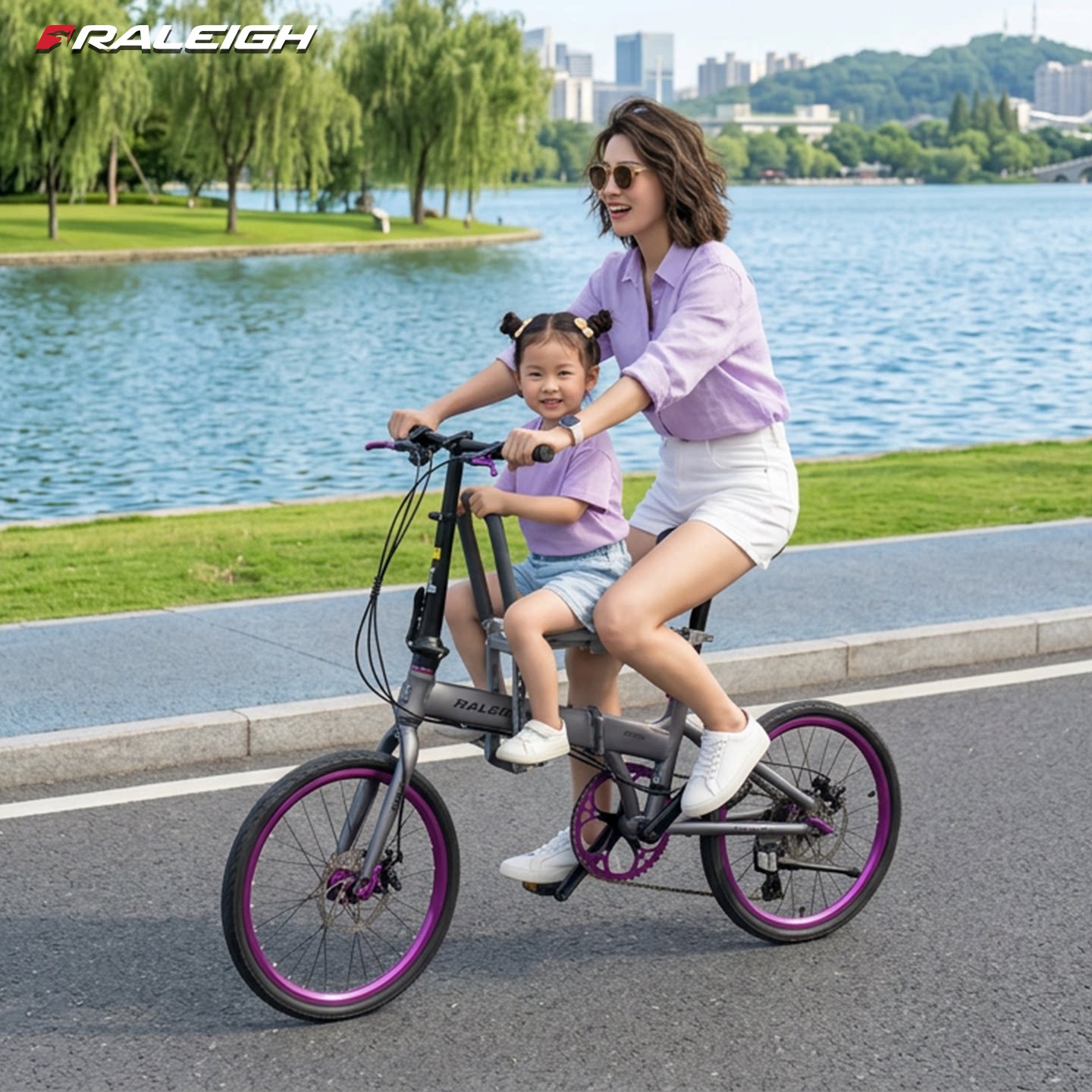 英国兰令亲子折叠自行车母子车轻松折叠禧玛诺变速油刹 20 寸便携