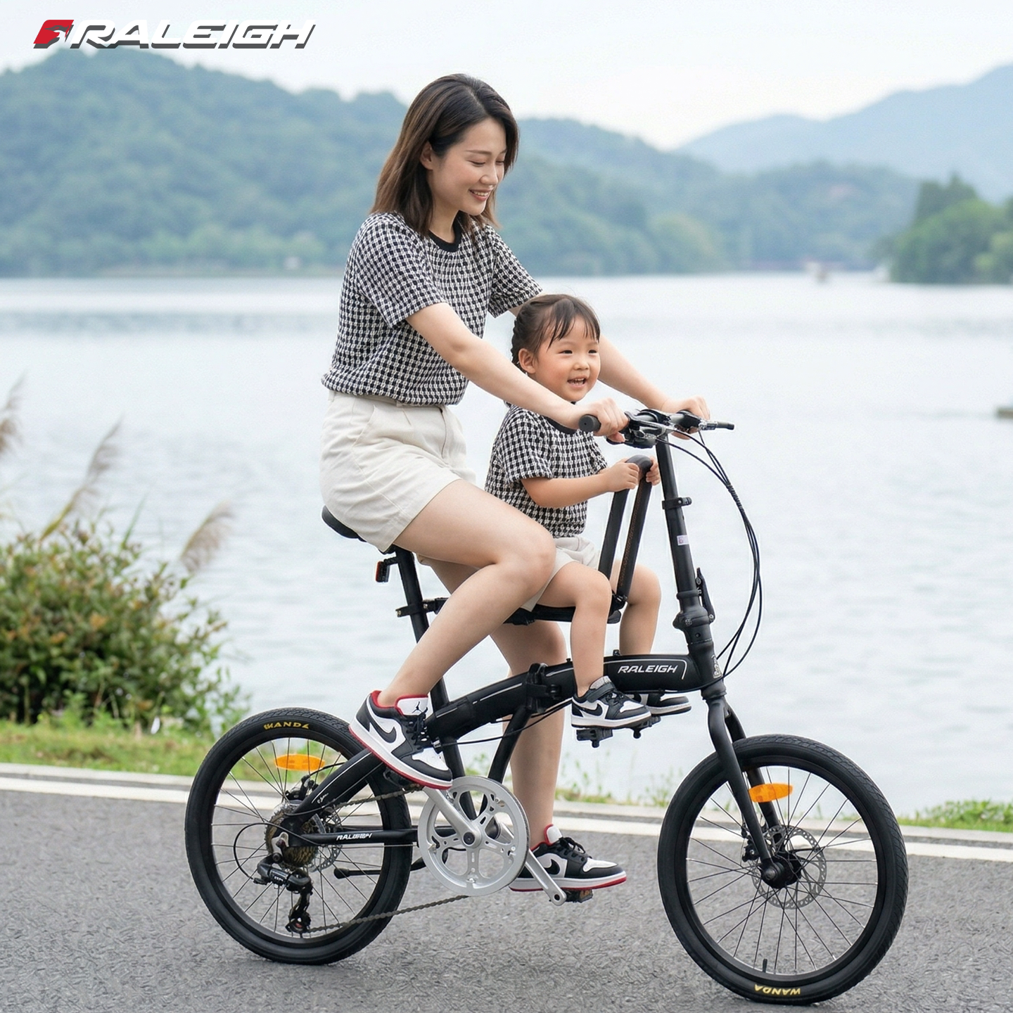 英国兰令20寸亲子折叠自行车超轻便携变速油刹母子车宝妈遛娃神器