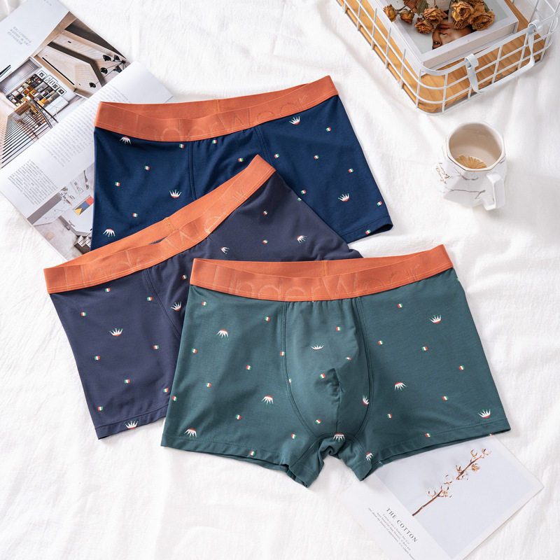 夏季潮流皇冠印花男士内裤平角亲肤舒适莫代尔平角裤盒装四角裤,女士内衣/男士内衣/家居服,平角裤,淘宝优惠券,粉丝福利购,淘宝优惠卷