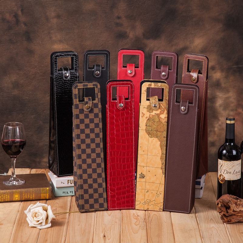 通用红酒包装盒单支皮袋手提红酒袋定制葡萄酒盒子高档皮盒礼盒单