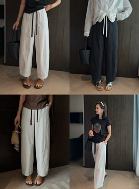 MISS RUILI定制  新款抽绳松紧腰休闲舒适减龄通勤九分裤F1990