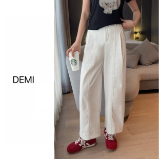 简约松弛感高腰垂感直筒阔腿休闲裤 MISS 新款 春季 F1758 RUILI定制